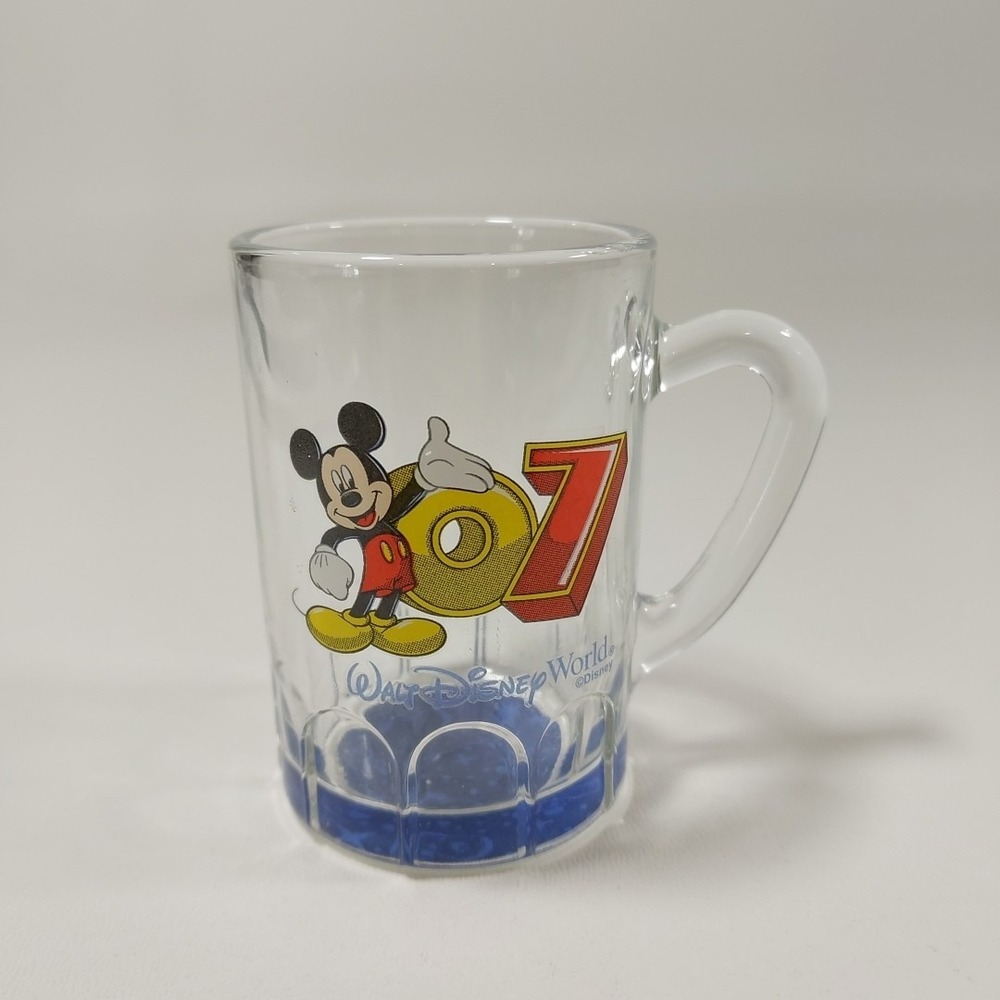 Walt‎ Disney World Mini Mug Shot Glass W Handle Mickey Drinking Cup 2007